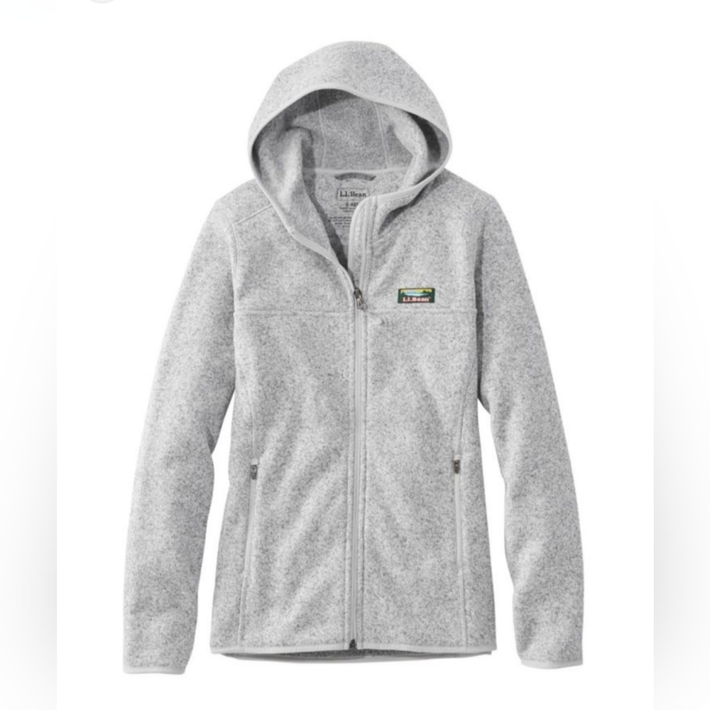 LL Bean's Sweater Fleece Full-Zip Hoodie Women's Regular, Small, Pewter